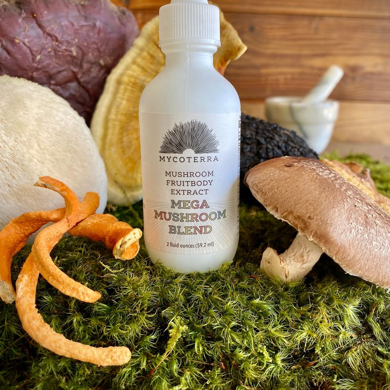 Organic Mega Blend Mushroom Tincture 2oz. - Image 1