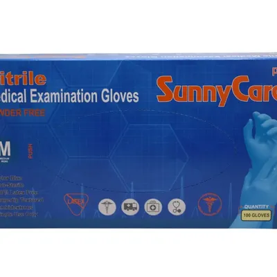 nitrile medical grade powder free gloves medium 100 pack - hero image